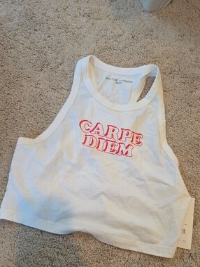 Spiritual Gangster 'Carpe Diem' White Crop Tank